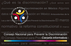 Portada: Carpeta informativa del consejo nacional para prevenir la discriminación