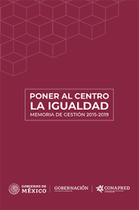 Portada: Poner al centro la igualdad. Memoria de gestión 2015-2019